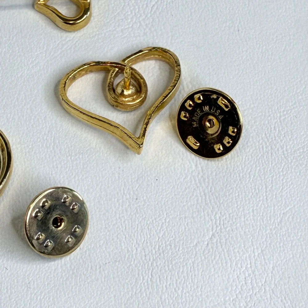 Vintage Pin Lot Avon Heart World Star Stick Pins Gold Tone Jewelry 7 Pieces